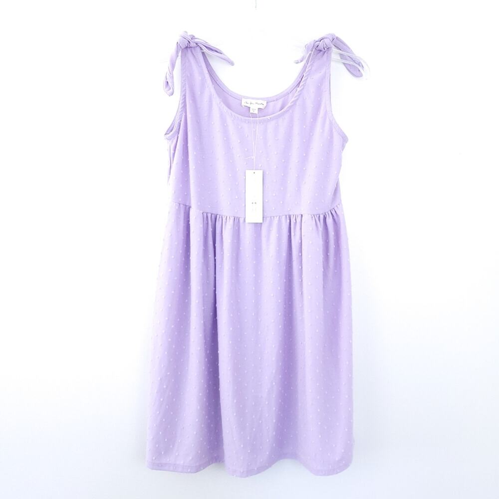 New See You Monday Girls Sundress Large Purple Swiss Dots, Sleeveless Cute Dress